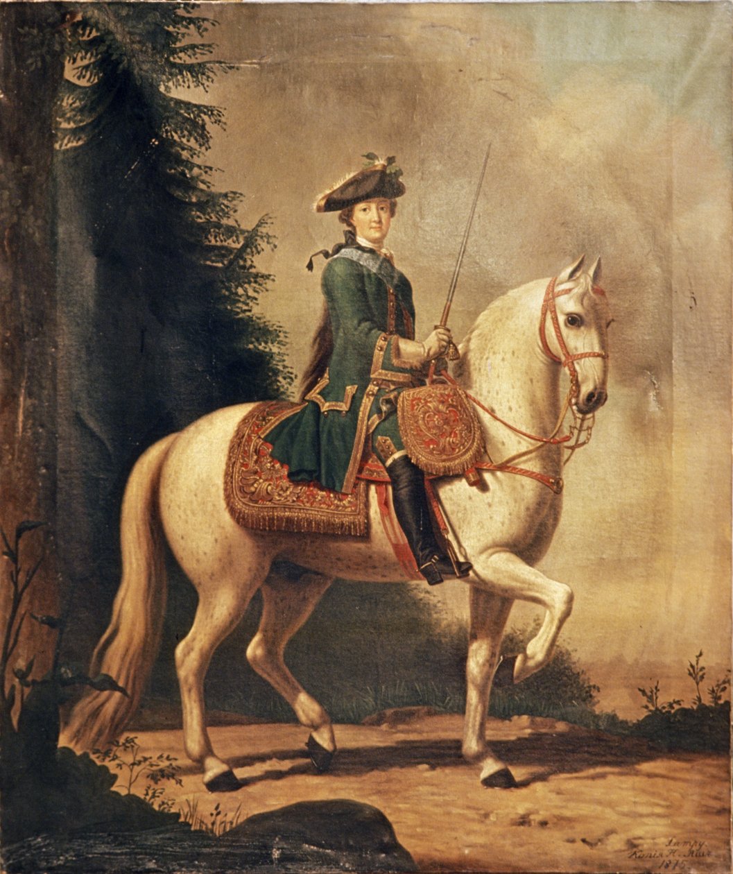 Vuoden 1875 kopio V, Eriksenin maalauksesta Katariina Suuresta hevosen selässä, 1762. tekijältä Unknown
