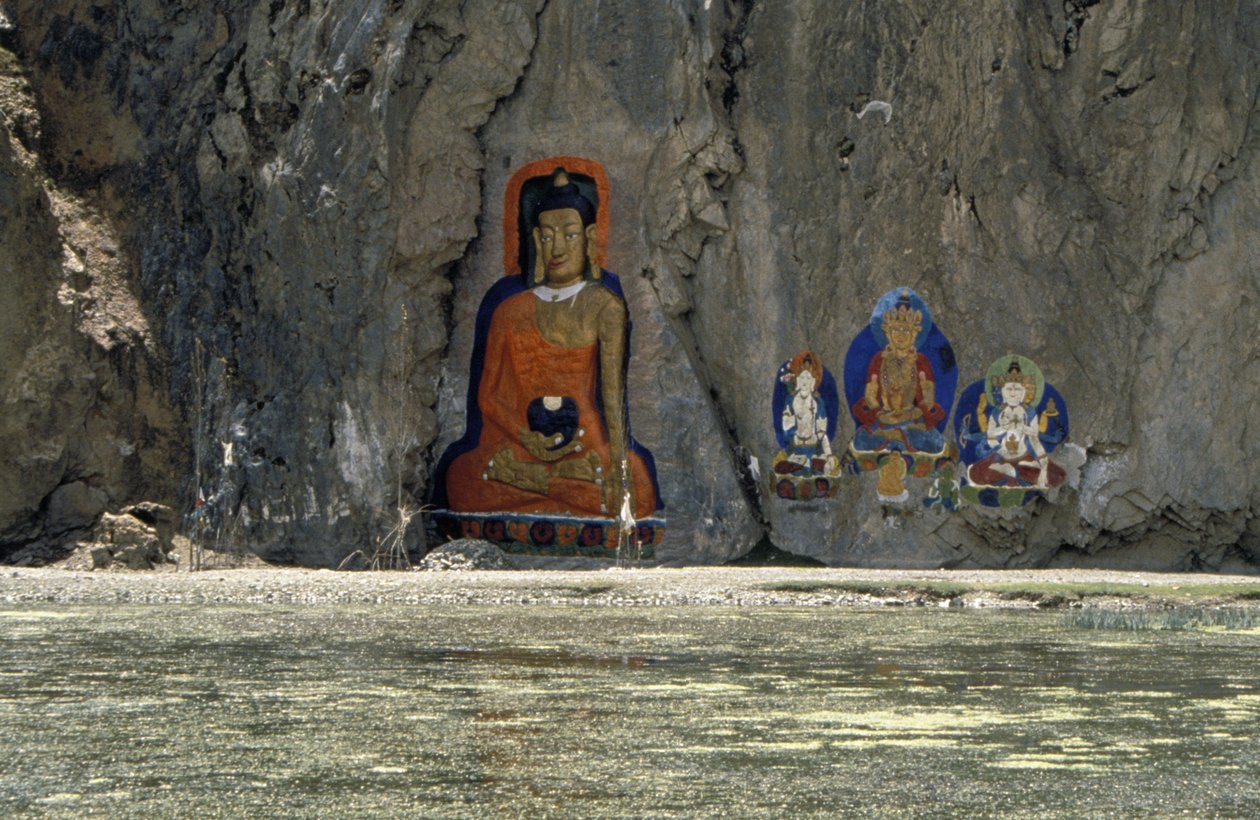 Buddhalaisia kalliomaalauksia Tiibetissä tekijältä Unknown