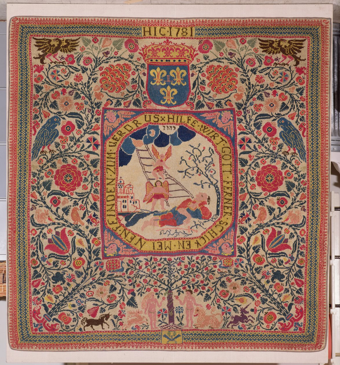 Käsinneulottu matto, joka kuvaa Jacobsin unta, Alsace, 1781 (villa) tekijältä Unknown