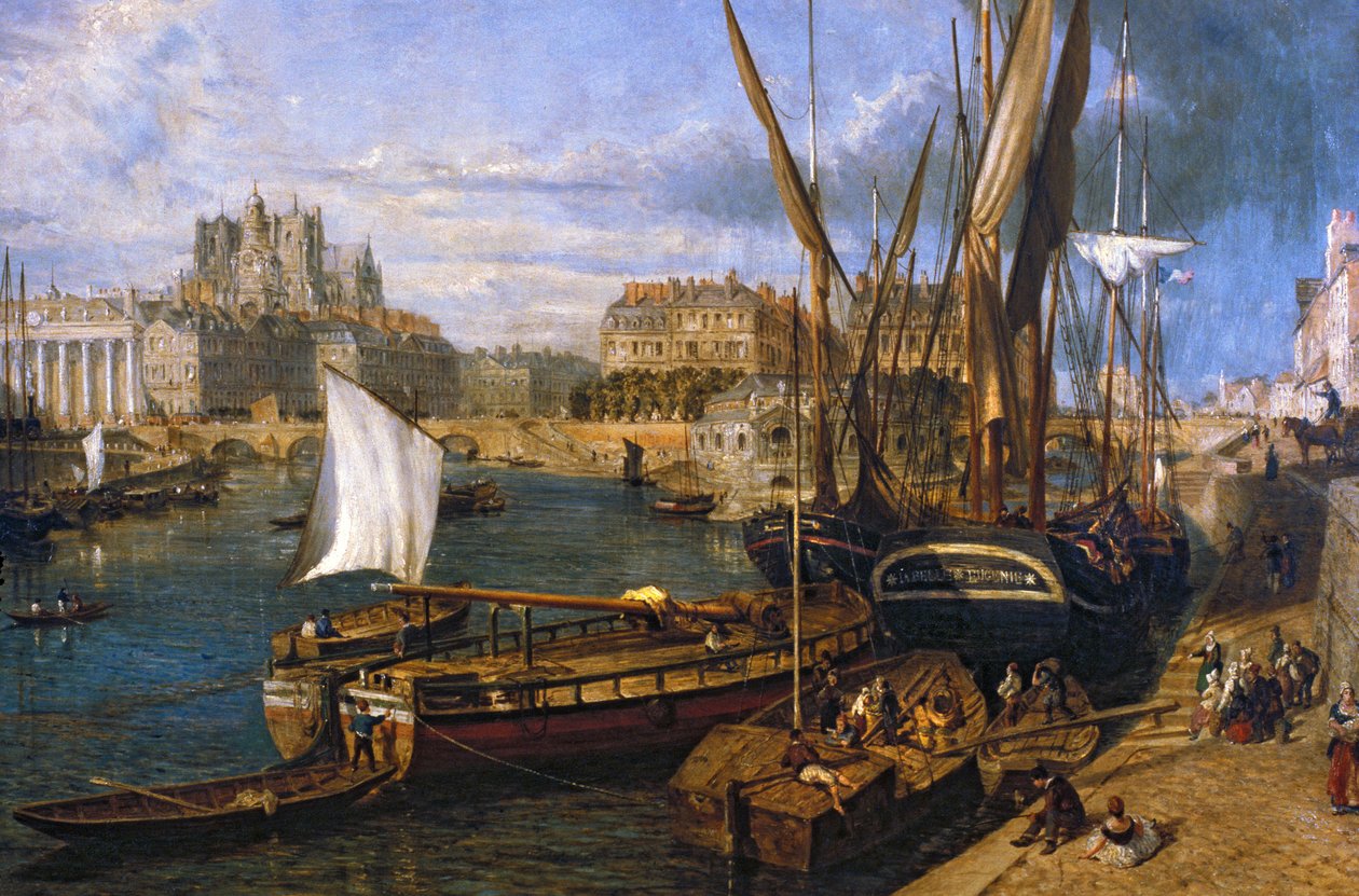 Loire Atlantique N* 120 - Nantes - Musee Dobree - "" Nantesin satama"" - kirjoittanut Parrot William (1813-1869) - maalaus vuodelta 1804 tekijältä Unknown