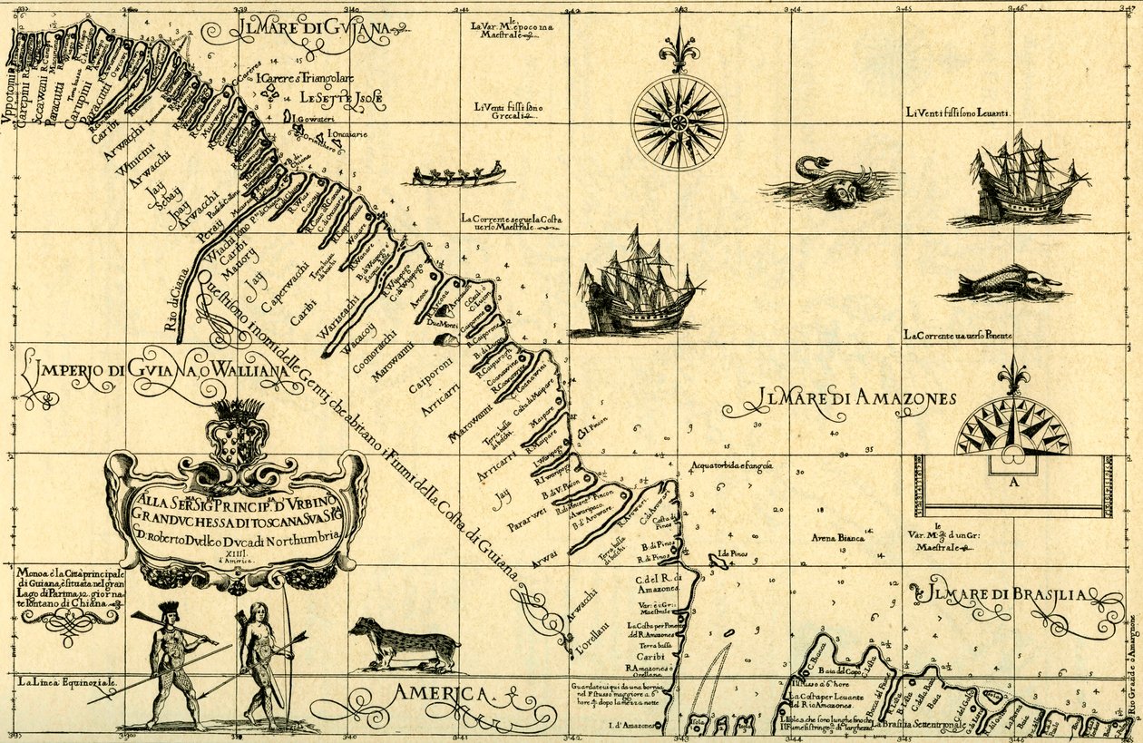 Guayanan rannikon kartta, 1646-47 tekijältä Unknown