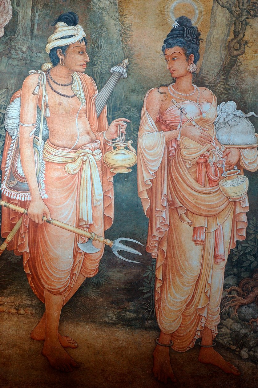Seinämaalaus Kelaniya-temppelin seinillä Kelaniya Viharassa, joka on yksi pyhimmistä buddhalaiskohteista noin kuuden mailin päässä Sri Lankan pääkaupungista Colombosta. 7. tammikuuta 2010. tekijältä Unknown