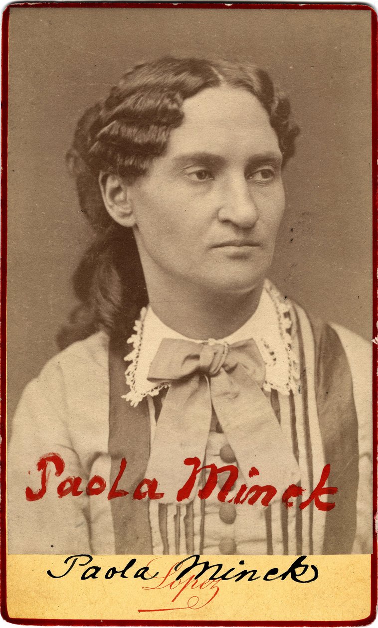 Paris Commune: Muotokuva Paule Minckistä (1839-1901) Kirjeiden nainen, toimittaja, Franc-Maconne (Franc Maconne), sosialisti ja feministi, 1871. Dim. 10,3x6,3 cm tekijältä Unknown
