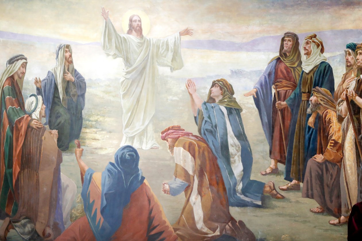 Saint-Gratin kirkko, maalaus, Jeesus: vuorisaarna, Valgrisenche, Italia tekijältä Unknown