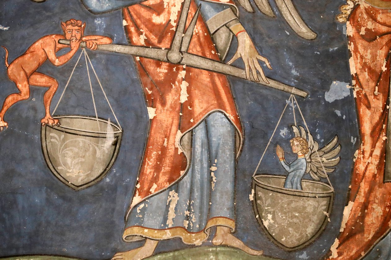 Saint-Pierre-le-Jeunen protestanttinen kirkko, The Last Judgment Fresco, Strasbourg, Ranska. tekijältä Unknown