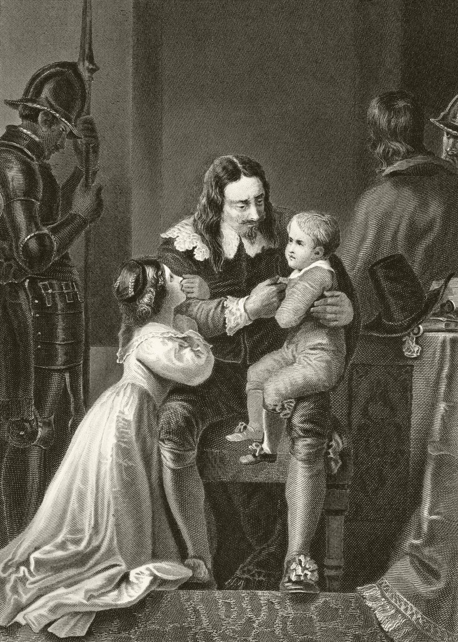 Englannin kuningas Charles I jätti hyvästit lapsilleen ennen teloitustaan William Hickman Smith Aubreyn (1858-1916) Lontoossa julkaistusta teoksesta The National and Domestic History of England, noin 189. tekijältä English School