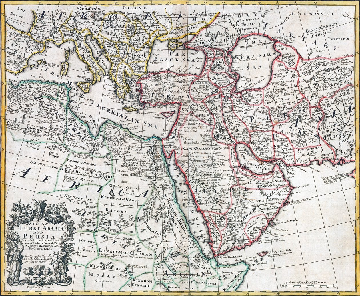 Turkin, Arabian ja Persian kartta Guillaume de L