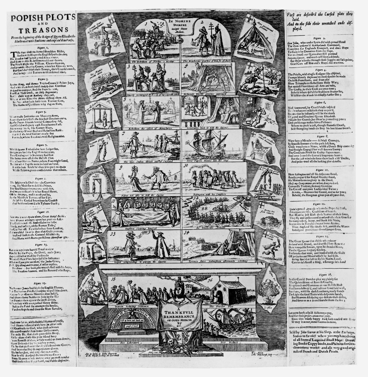 Popish juonet ja petokset kuningatar Elisabetin hallituskauden alusta, kuvitettu tunnuksilla ja selitetty säkeellä, kaiverrettu Cornelis Danckerts (n. 1603-56) (katso 1 tekijältä English School