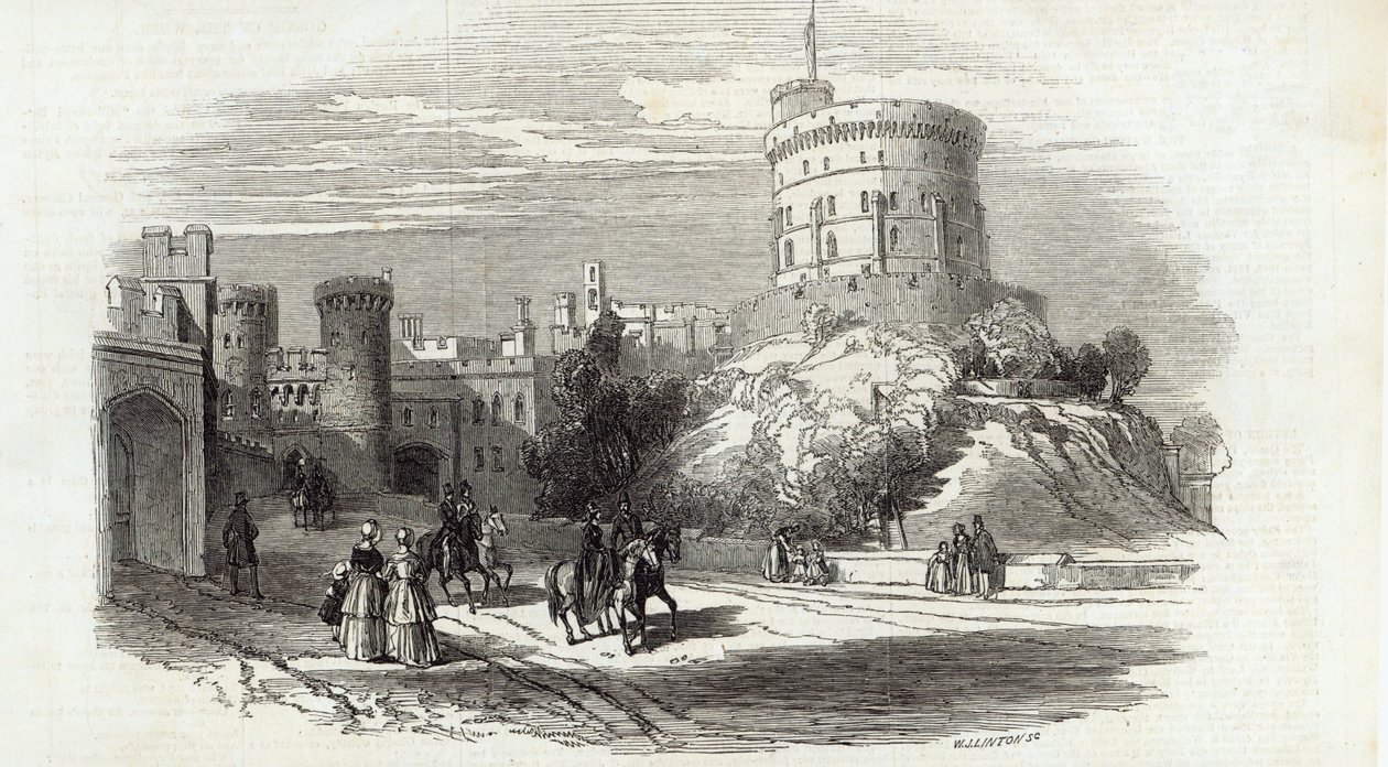 Windsorin linna - Pyöreä torni, The Illustrated London News, 26. syyskuuta 1846 (kaiverrus) tekijältä English School