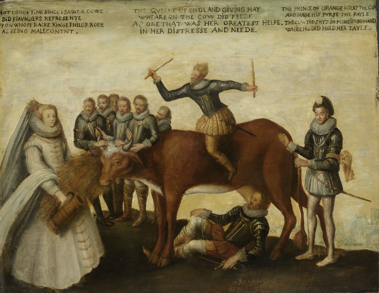 Lypsylehmä: Alankomaiden maakunnat, kapinoivat Espanjan kuningas Filippus II: ta vastaan, johtavat Oranssin prinssi William, osavaltiot vaativat kuningatar Elisabet I apua tekijältä Anonymous