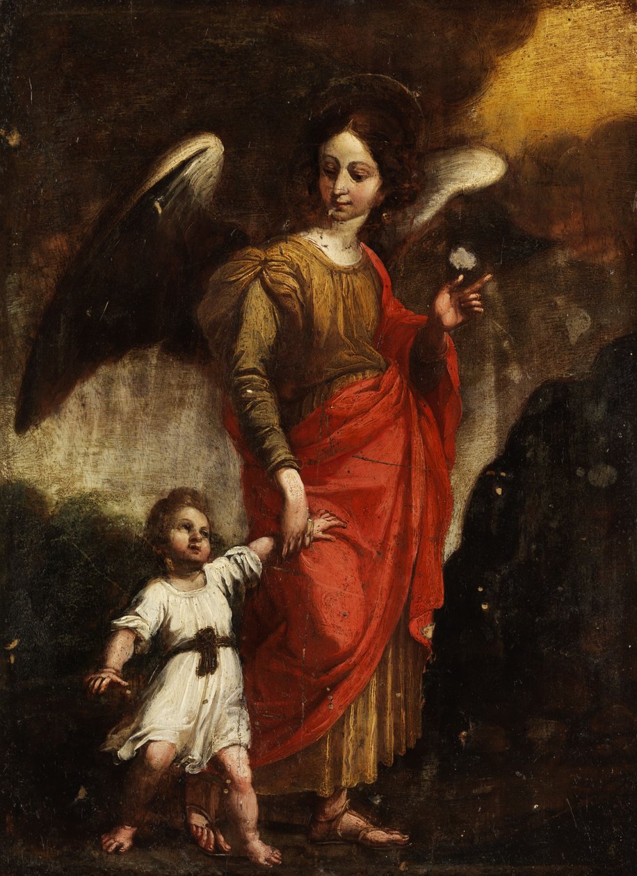 Schutzengel Raphael mit einem Kleinkind tekijältä Anonymous