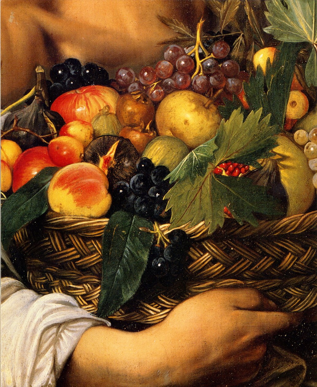 Poika hedelmäkorin kanssa tekijältä Michelangelo Merisi Caravaggio