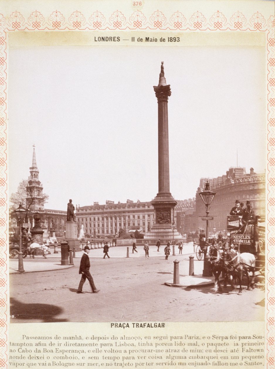 Nelsons-pylväs, Trafalgar Square, n. 1893 tekijältä English Photographer