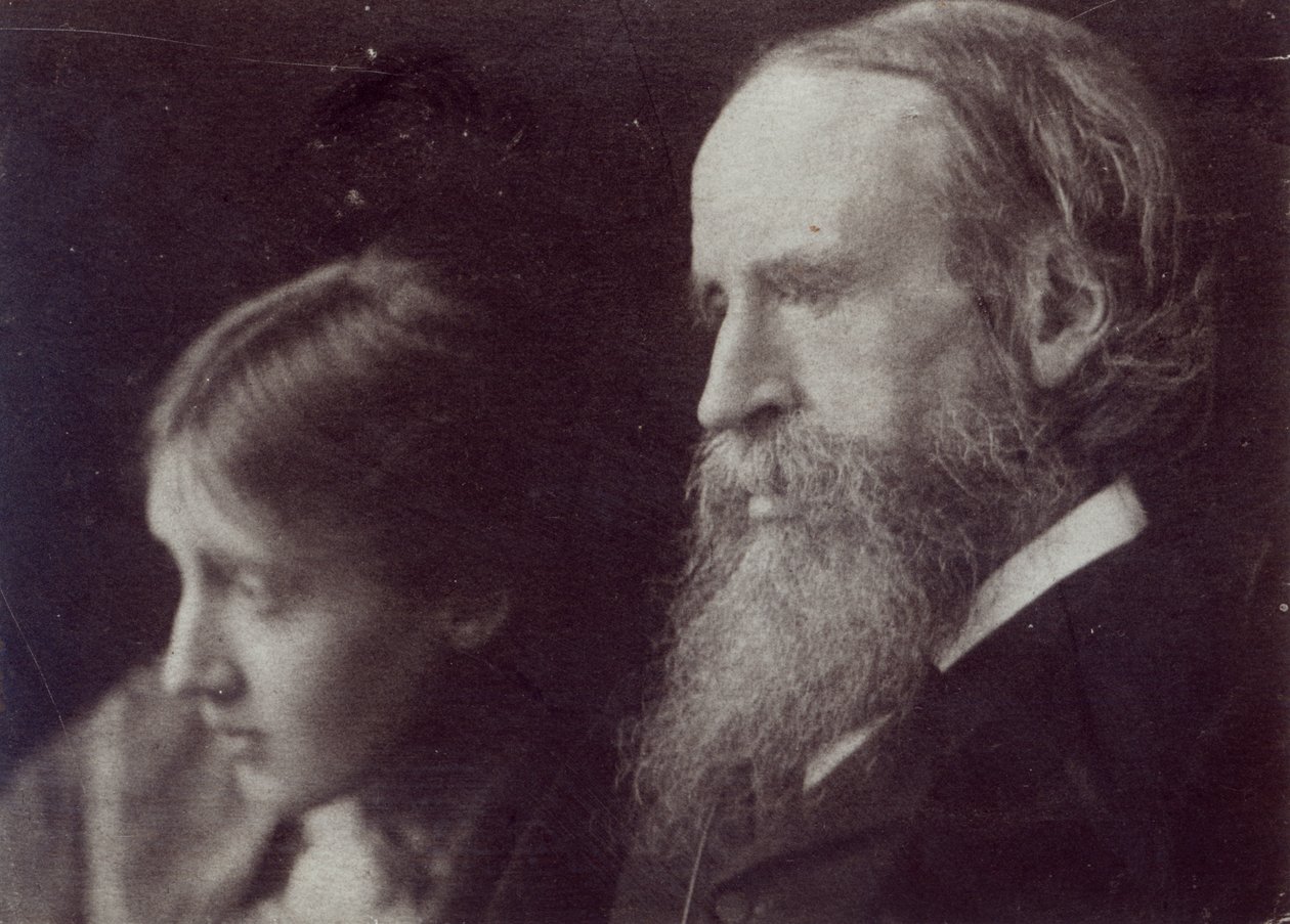 Virginia Woolf ja hänen isänsä Sir Leslie Stephen, n. 1903 (bw kuva) tekijältä English Photographer