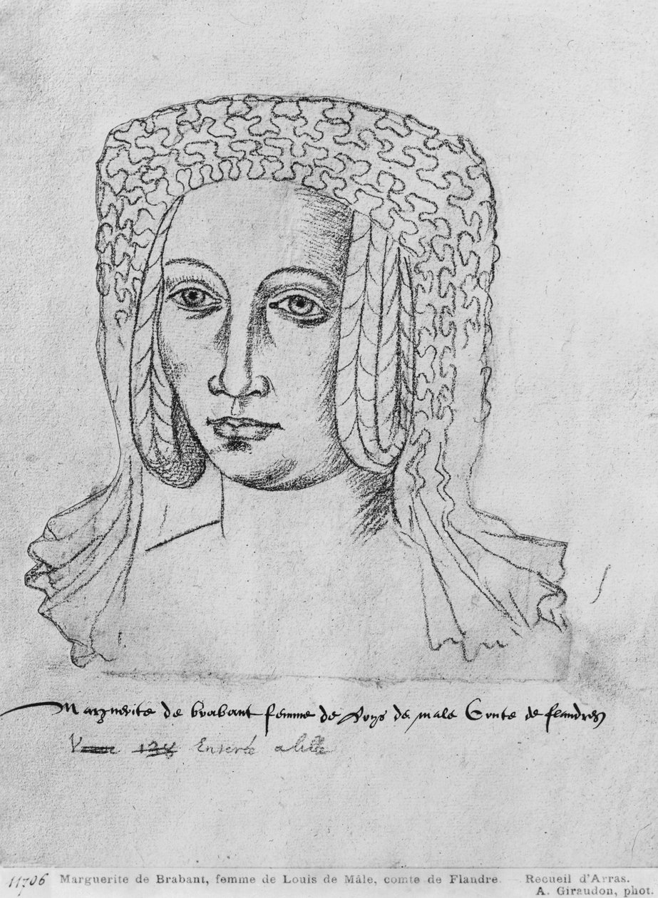 Ms 266 fol.55 Marguerite de Brabant, Flanderin Ludvig II:n, myös Artois