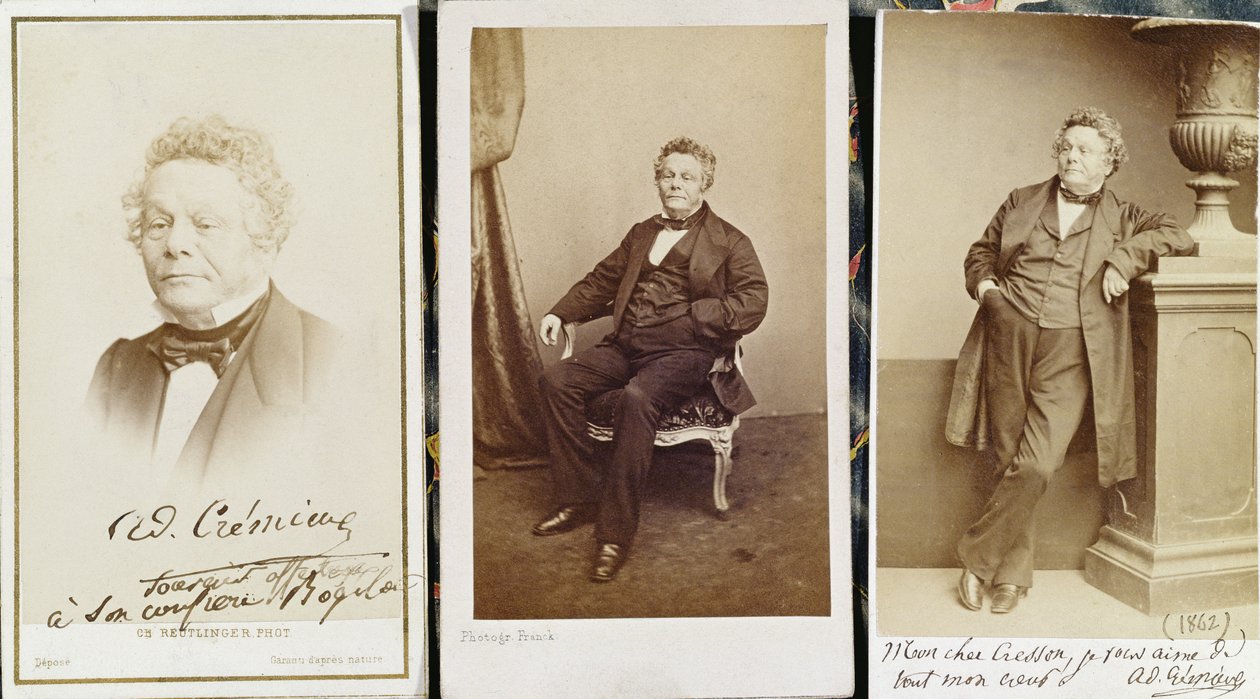 Käyntikortit, joissa on kuvattu Adolphe Cremieux, n. 1862 tekijältä French Photographer