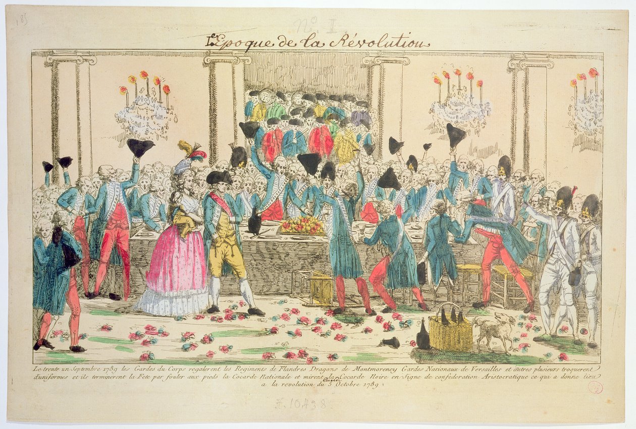 Kuninkaan henkivartijat pitivät 1. lokakuuta 1789 Versailles