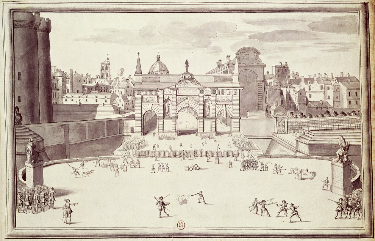 Barrikadit Porte Sainte-Antoinen, 26. elokuuta 1648 (kynä ja muste paperille) tekijältä French School