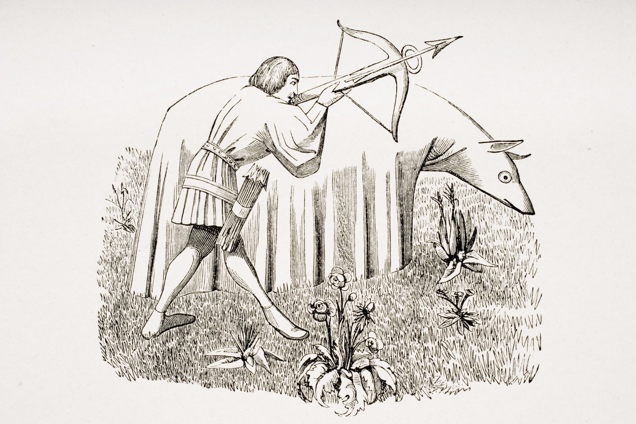 Kuinka kantaa kangasta petojen lähestymiseen 1400-luvun Phoebuksen käsikirjoituksen pienoismallin jälkeen Paul Lacroixin (1806-84) teoksesta Le Moyen Age et La Renaissance, julkaistu 1847 tekijältä French School