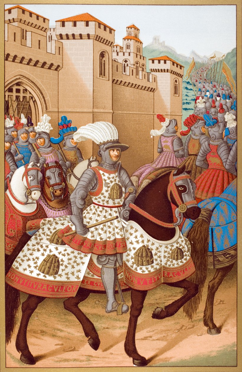 Ludvig XII (1462-1515) ja hänen armeijansa poistumassa Aleksandriasta 24. huhtikuuta 1507 Jean Marotin (1619-79) pienoismallin jälkeen Paul Lacroixin (1806-64) teoksesta "Le Moyen Age et La Renaissance", joka julkaistiin vuonna 1847 (väri l). tekijältä French School