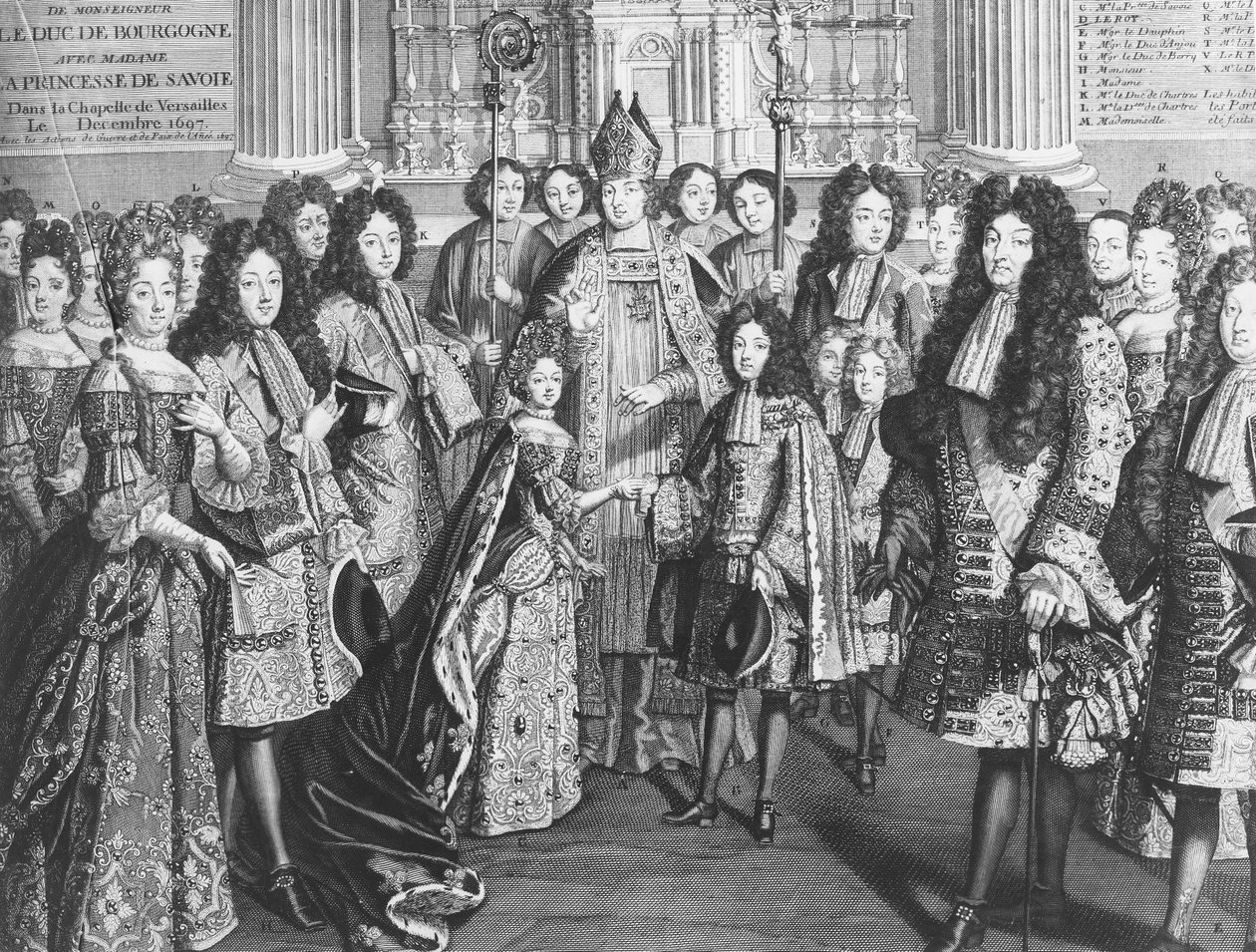Burgundin herttuan Ludvig de Francen (1682-1712) ja Marie Adelaide de Savoien (1685-1712) avioliitto Versailles