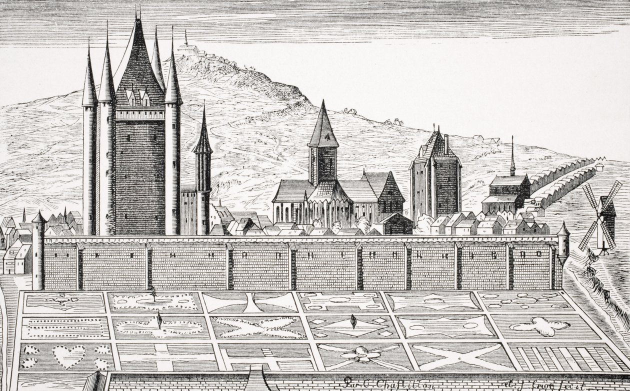 Temppelin torni Pariisissa, kaiverrus "Pariisin topografia" Paul Lacroix