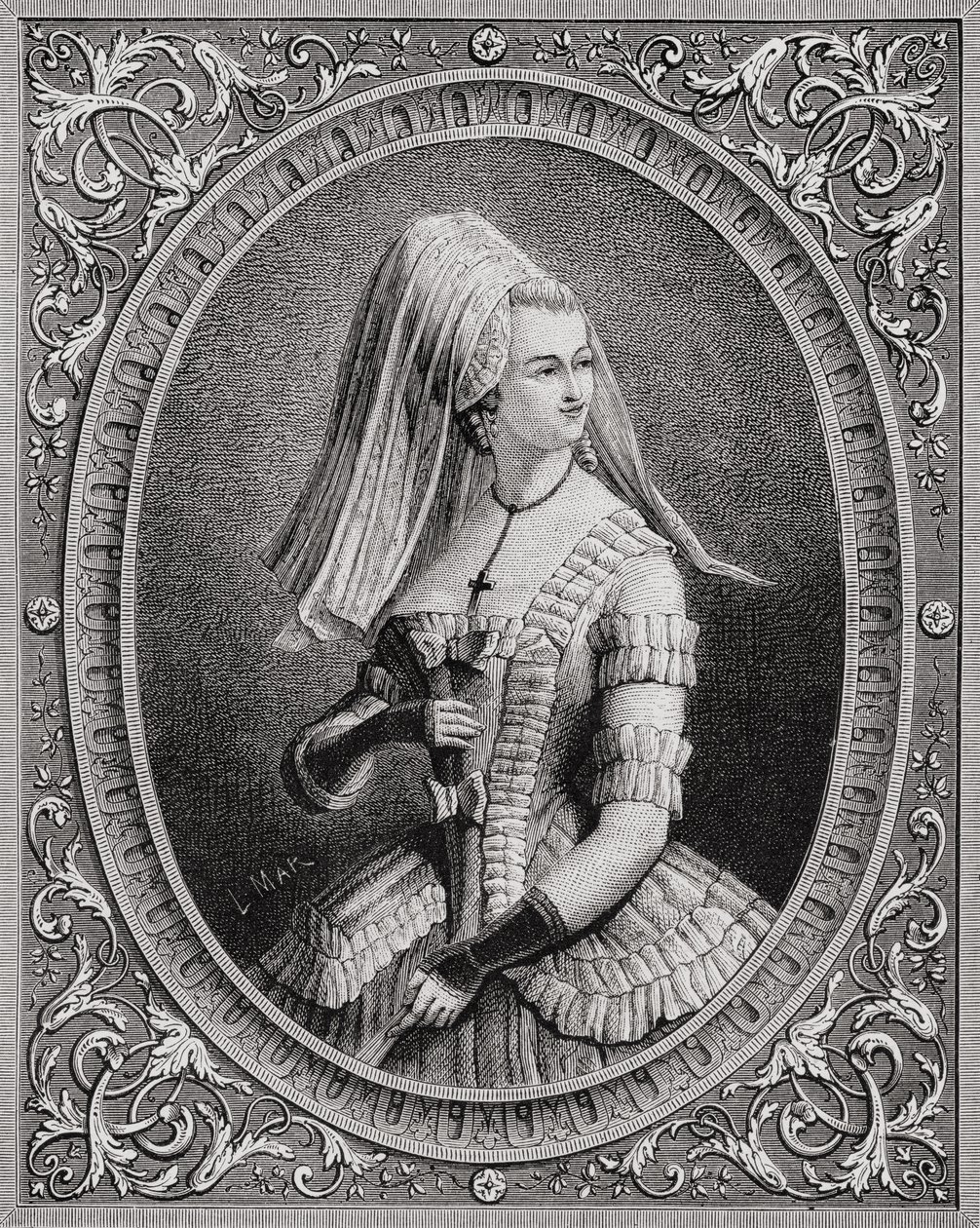 Yolande Martine Gabrielle de Polastron (1749-93) Madame de Polignac, Louis Blancin (1811-82) teoksesta "Histoire de la Revolution Francaise", Pannemakerin (s.1822) kaiverrus 1847-62 tekijältä French School