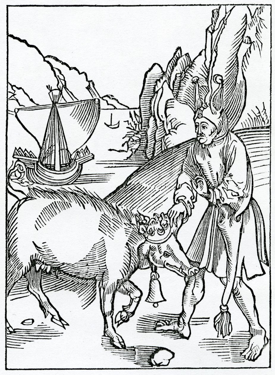 Foles, joka on vastenmielistä räikeillä sanoilla, kuvitus Alexander Barclayn englanninkielisestä käännöksestä "The Ship of Fools", vuonna 1874 julkaistusta painoksesta (kaiverrus) tekijältä German School