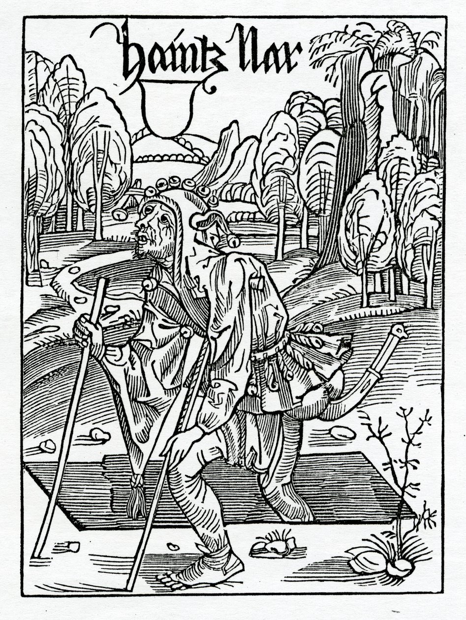 Vanhoista tyhmistä eli mitä pidempään he elävät, sitä enemmän he ovat haukkuja, esimerkki Alexander Barclayn englanninkielisestä käännöksestä "The Ship of Fools" vuonna 1874 julkaistusta painoksesta (fi tekijältä German School