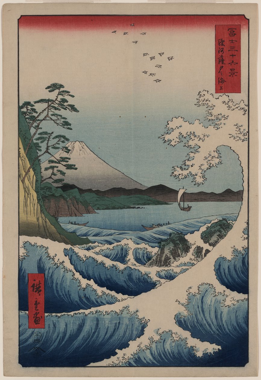 36 Näkymät Fuji- vuorelle. 23. Satta-meri tekijältä Utagawa Hiroshige