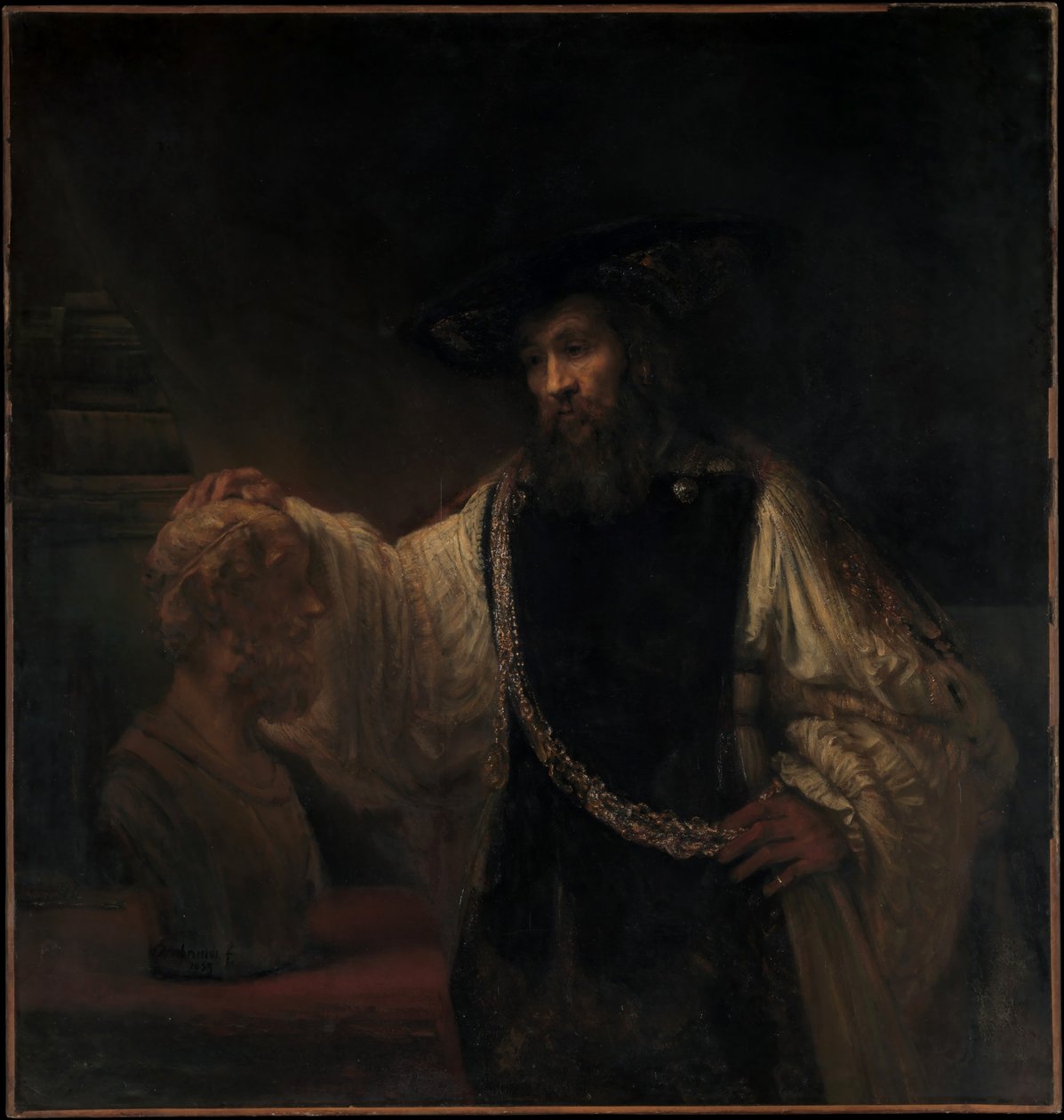 Aristoteles ja Homeroksen rintakuva tekijältä Rembrandt van Rijn