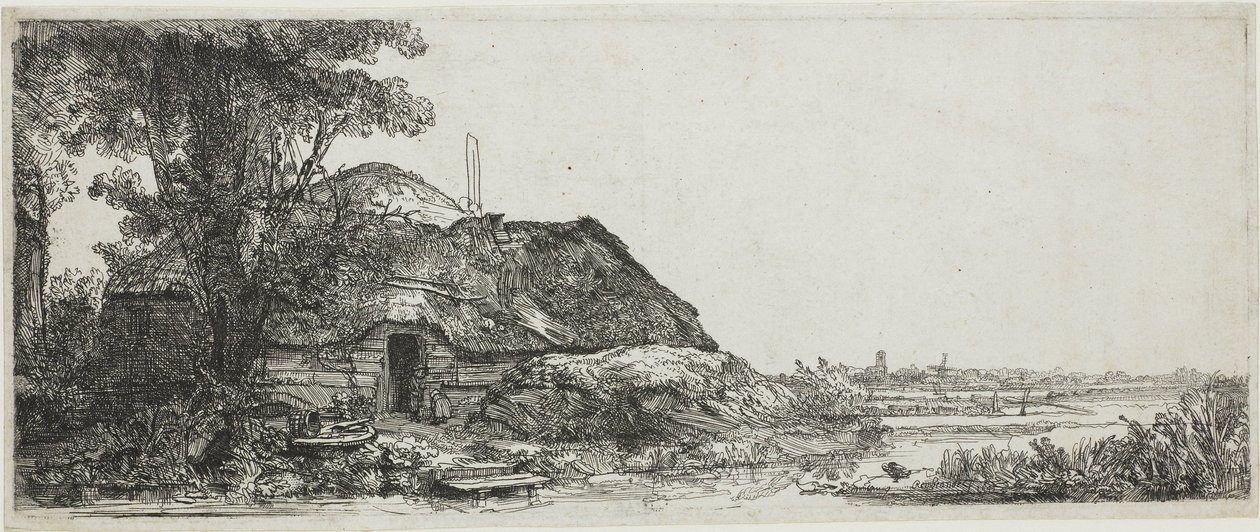 Die Hütte bei dem großen Baum tekijältä Rembrandt van Rijn