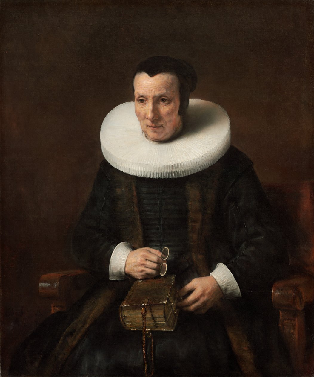Vanha rouva kirjan kanssa tekijältä Rembrandt van Rijn