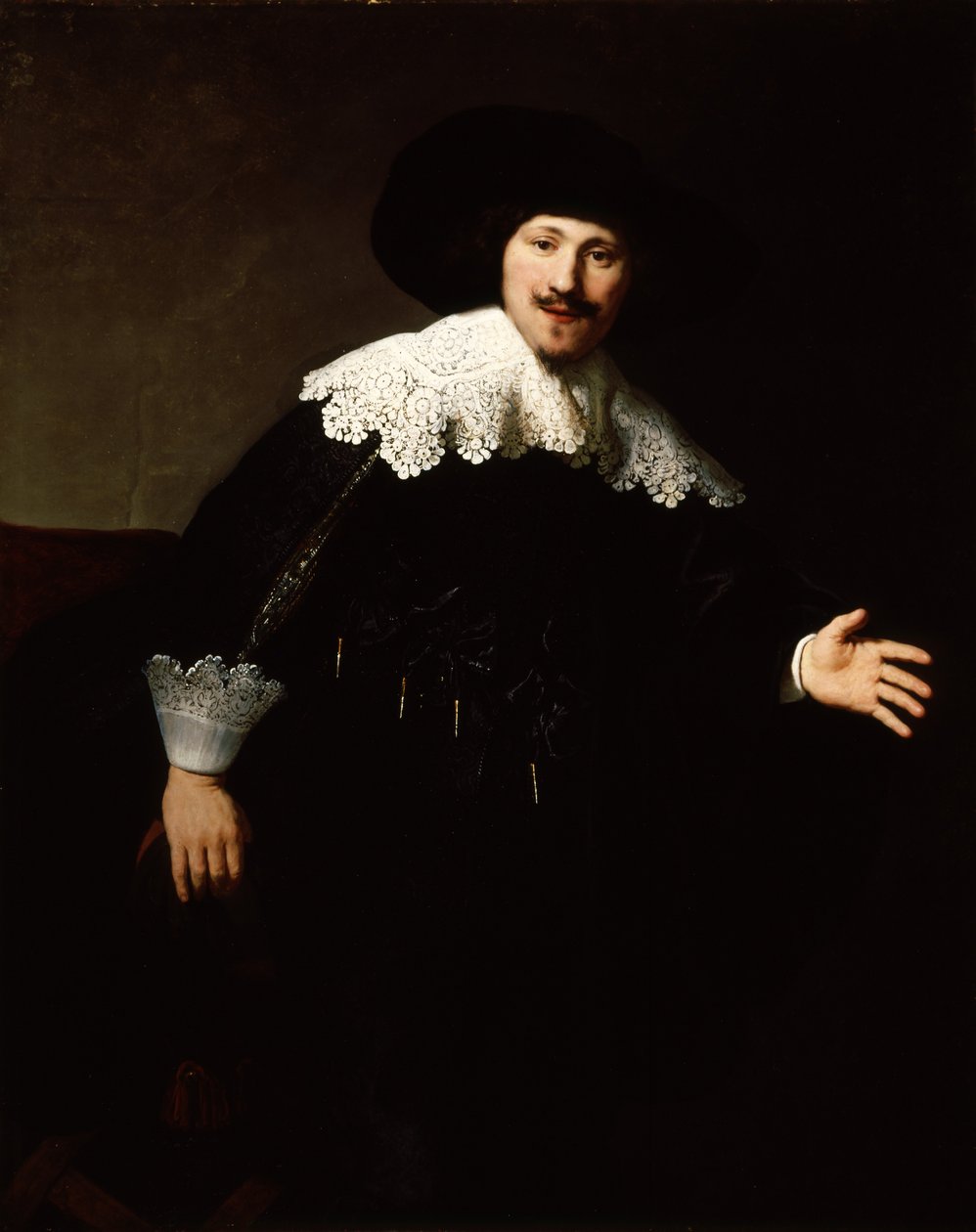 Muotokuva miehestä, joka nousee tuolistaan tekijältä Rembrandt van Rijn