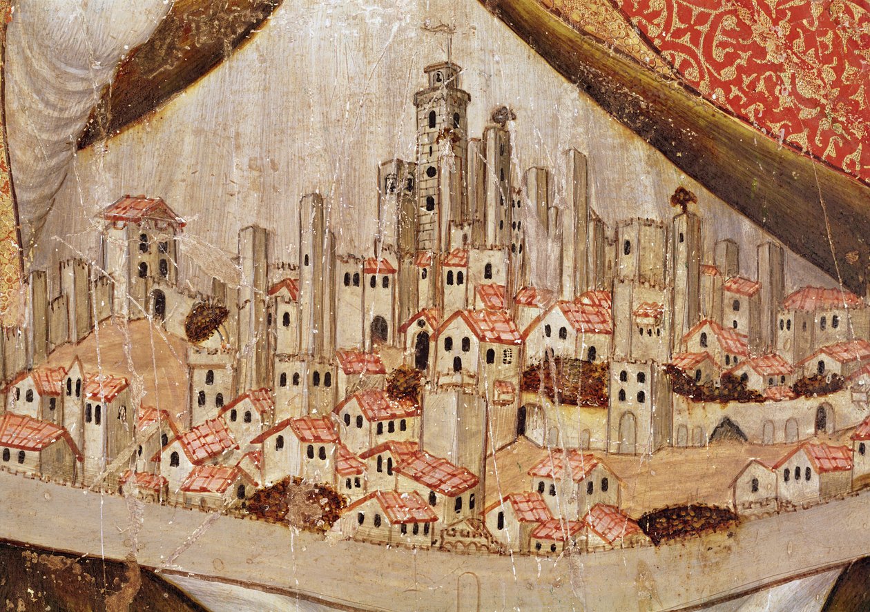 Yksityiskohta San Gimignanosta, n. 1391 (tempera paneelissa) tekijältä Taddeo di Bartolo