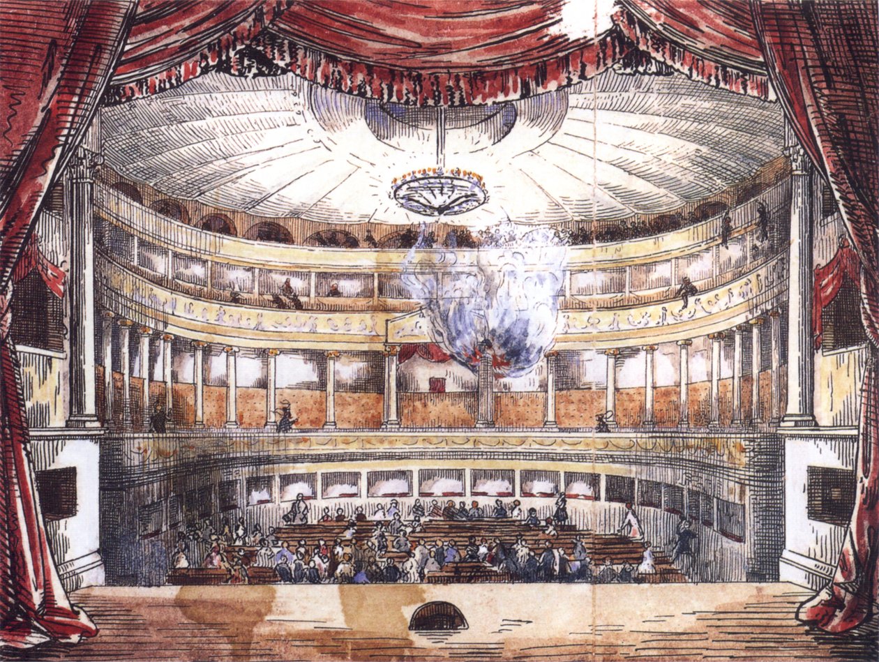 Brand des Karlsruher Hoftheaters on 28. helmikuuta 1847 tekijältä Unknown