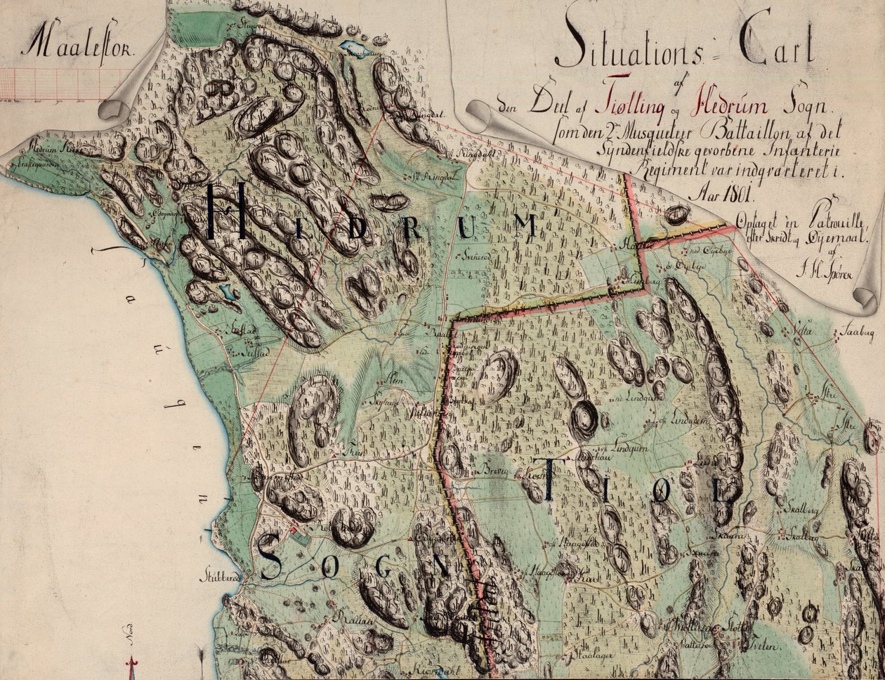 Kartet er gitt ut i håndtegnet (1801) ja viser Vestfold tekijältä Unknown