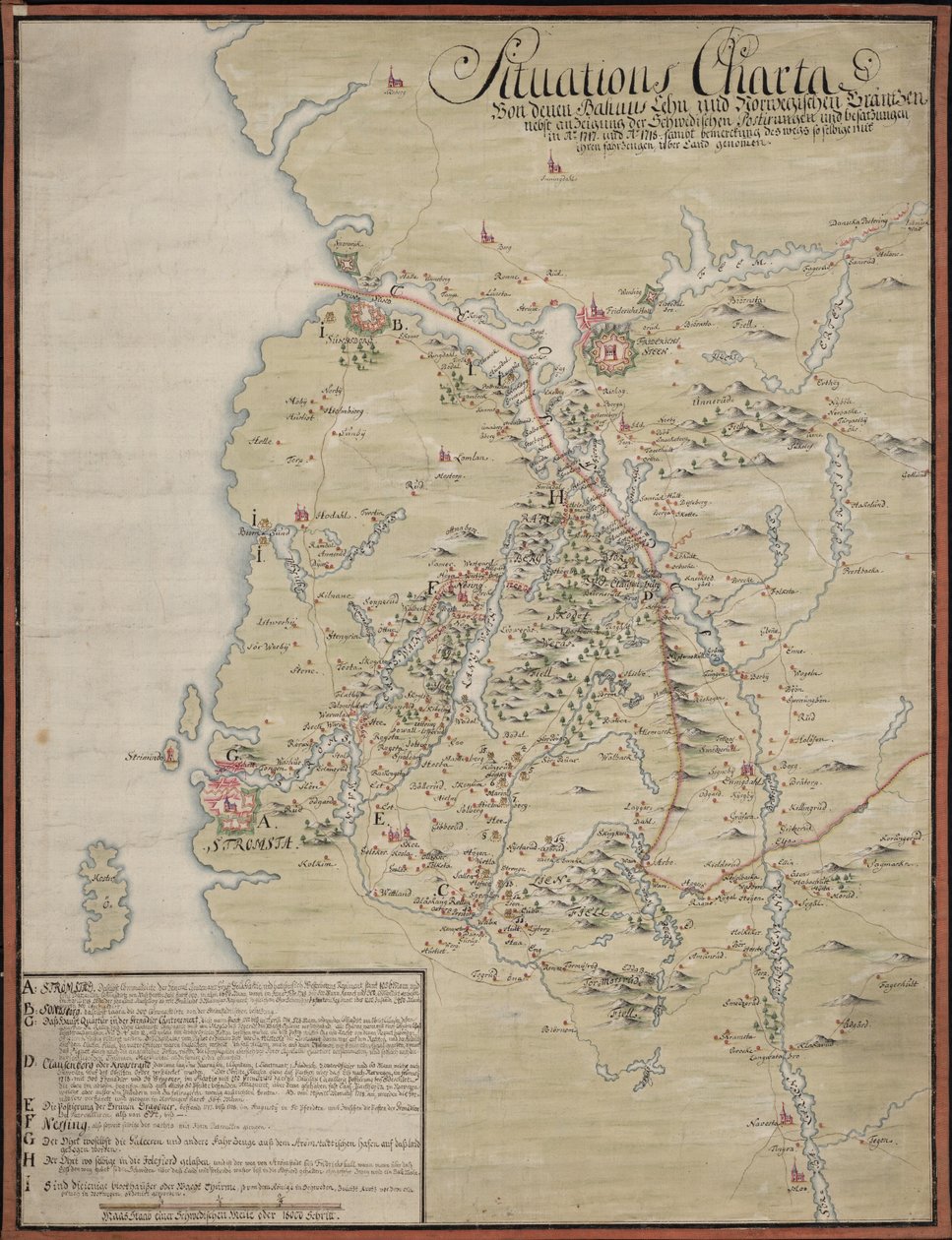 Tilanteet Charta von denen Bahuus Lehn und Norwegißcen Gränzen tekijältä Unknown