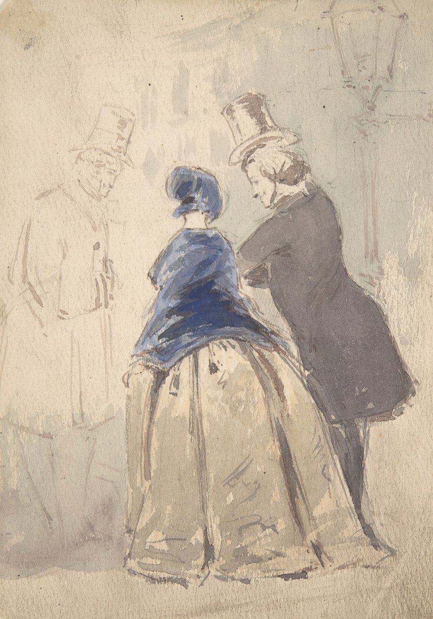 Katukuva Vanity Fairista, Amelia, George Osborne ja Dobbin recto..., 1800-1819. tekijältä Jerry Barret