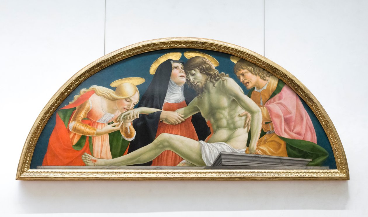 Santa Maria Madalena, a virgem Maria e São João, o evangelista, lamentando os mortos Christfinnish tekijältä (1374 c.1420) Lorenzo da Sanseverino