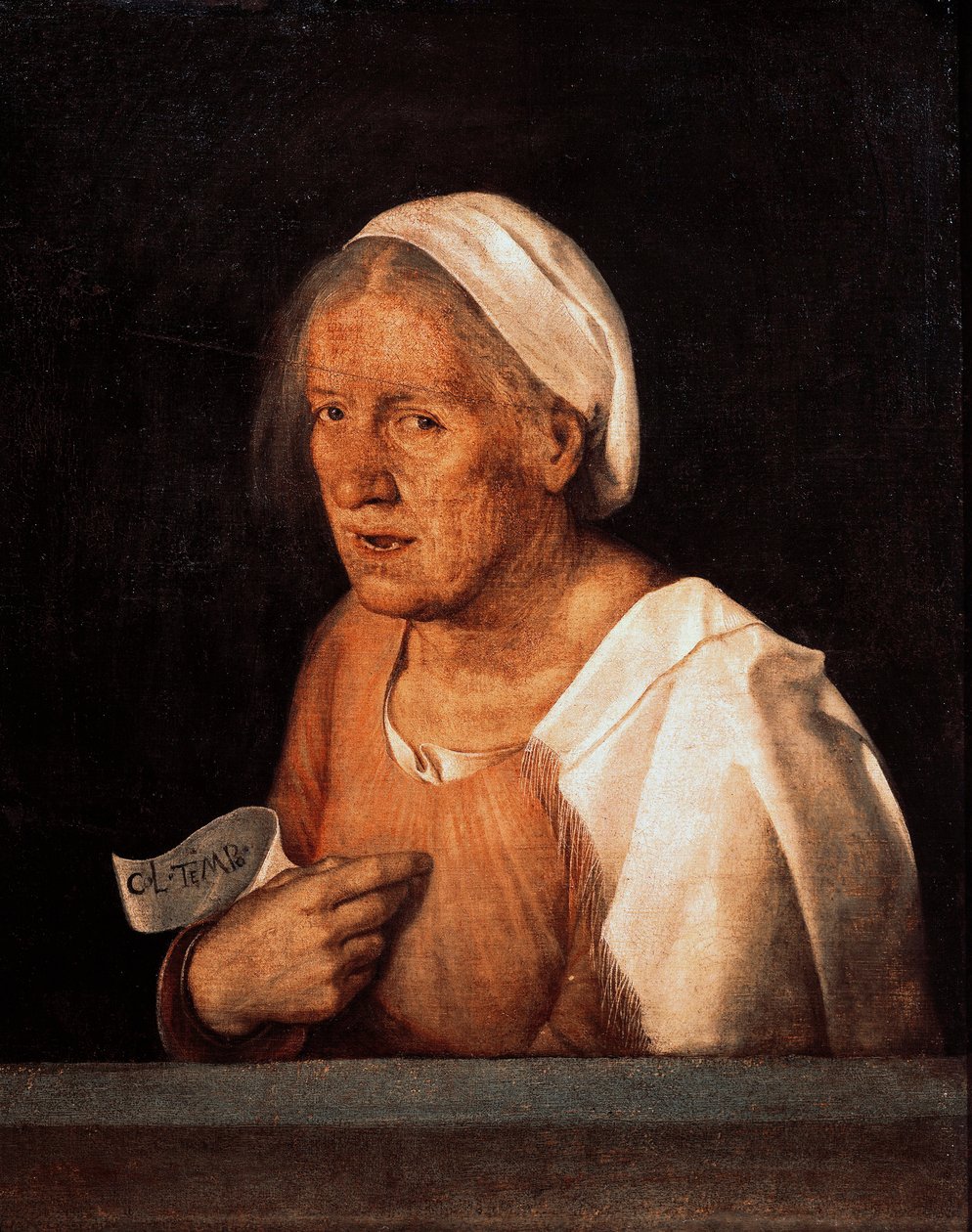 La Vecchia (Vanha nainen) vuoden 1505 jälkeen (öljy kankaalle) tekijältä Giorgione