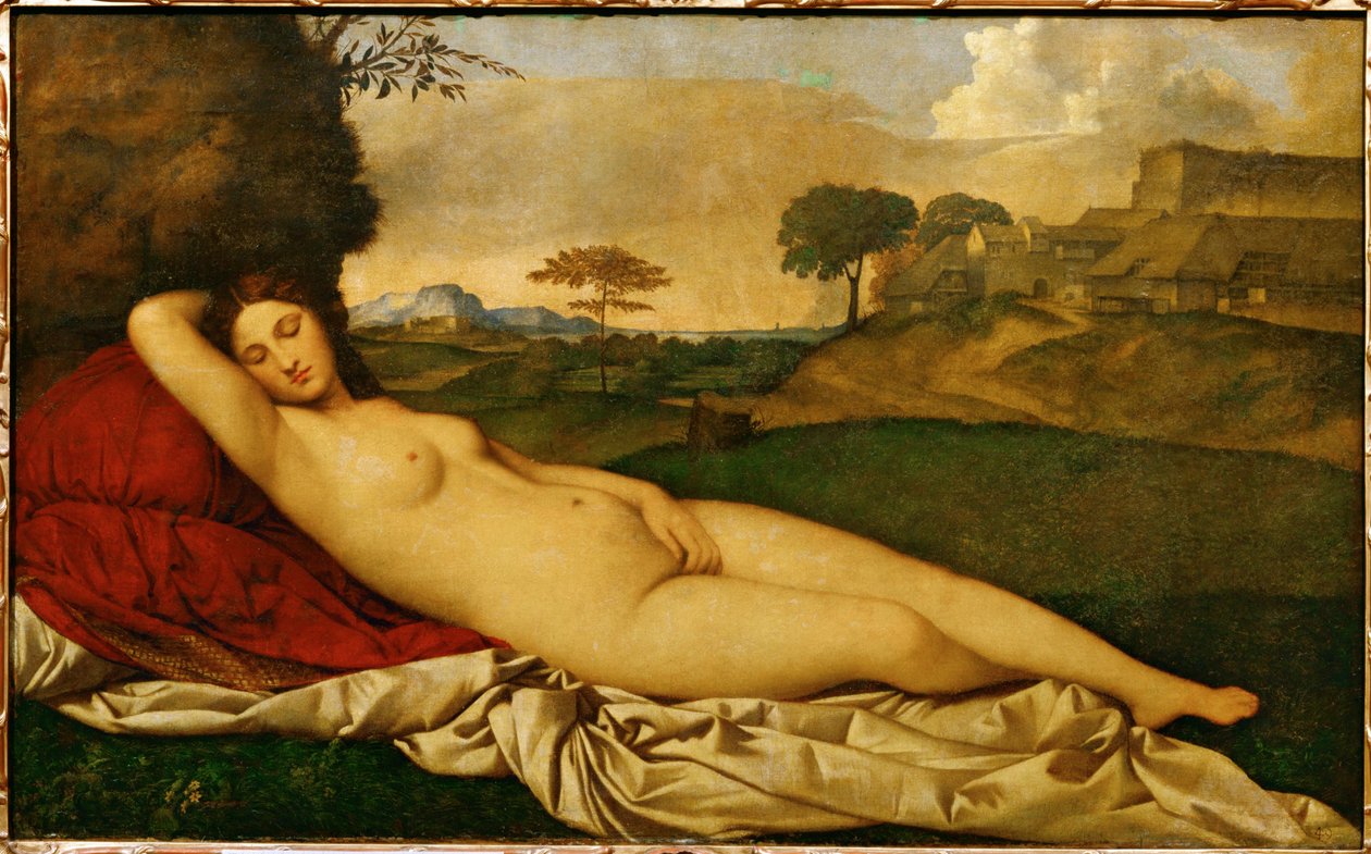 Nukkuva Venus (öljy kankaalle) tekijältä (1476/8-1510) Giorgione