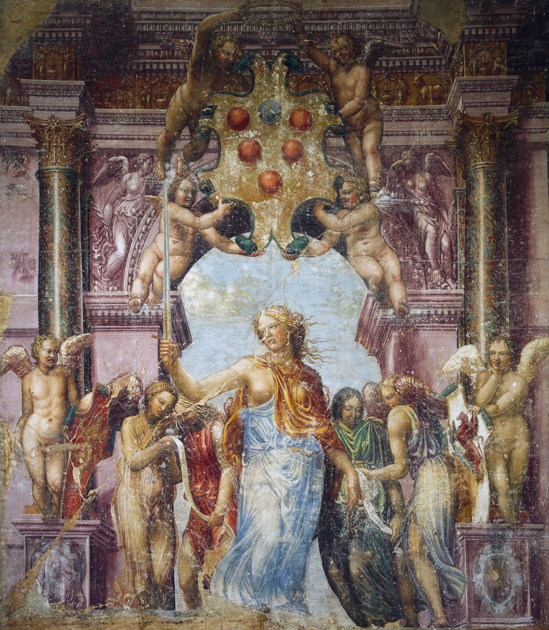 Oikeuden allegoria, Daniele Ricciarellin, joka tunnetaan paremmin nimellä Daniele da Volterra tai il Braghettone (1509-1566), maalaus. tekijältä (1509 66) Daniele da Volterra