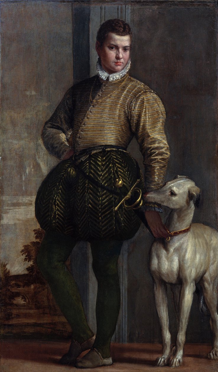 Poika vinttikoiran kanssa, noin 1570-luku (öljy kankaalle) tekijältä Veronese