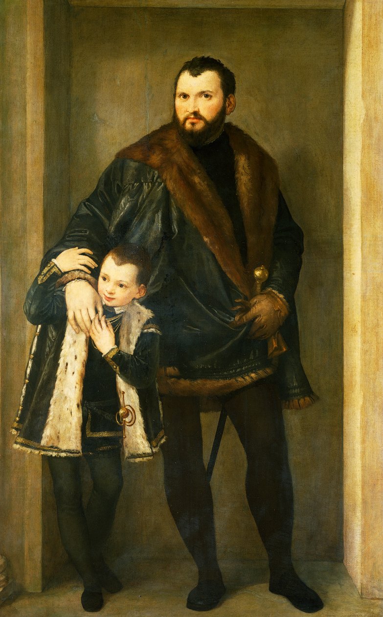 Giuseppe Da Porto poikansa Adrianon kanssa, Paolo Caliari tunnetaan nimellä Veronese (1528-1588), öljy kankaalle tekijältä (1528 88) Veronese