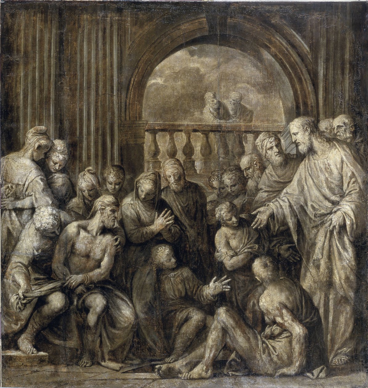 Lasaruksen herättäminen (Lazarus Betaniasta). Paolo Veronesen (1528-1588) maalaus öljy kankaalle tekijältä Veronese
