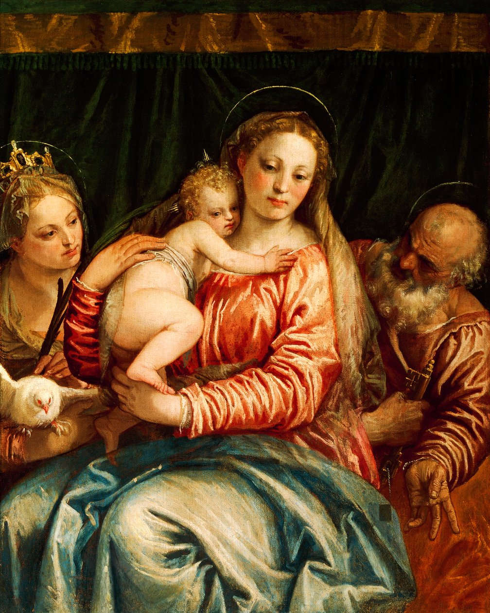 Madonna ja lapsi, pyhimys ja pyhä Pietari, Paolo Caliari tunnetaan nimellä Veronese (1528-1588), öljy kankaalle tekijältä (1528 88) Veronese