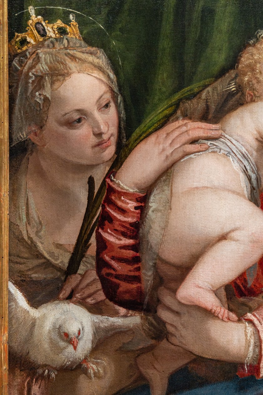 Madonna ja Jeesus-lapsi S. Catherine of Alessandrian ja Pietarin välillä, yksityiskohta tekijältä (1528 88) Veronese