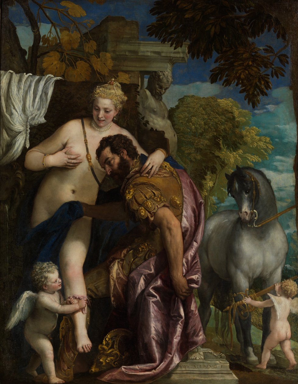 Mars and Venus United by Love, n. 1570 (öljy kankaalle) tekijältä Veronese