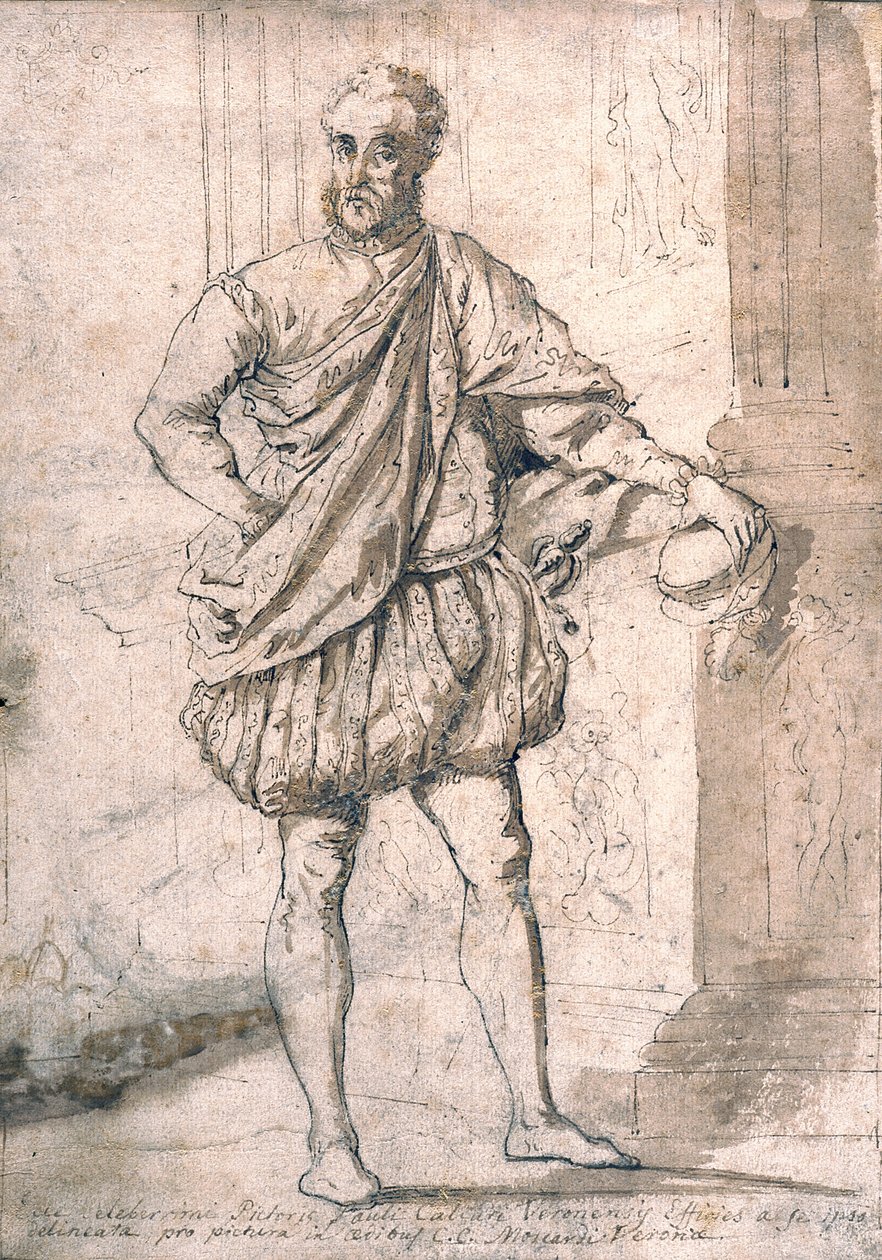 Omakuva (kynä, ruskea muste ja ruskea mustepesu luonnonvalkoiselle levitetylle paperille) tekijältä (1528 88) Veronese